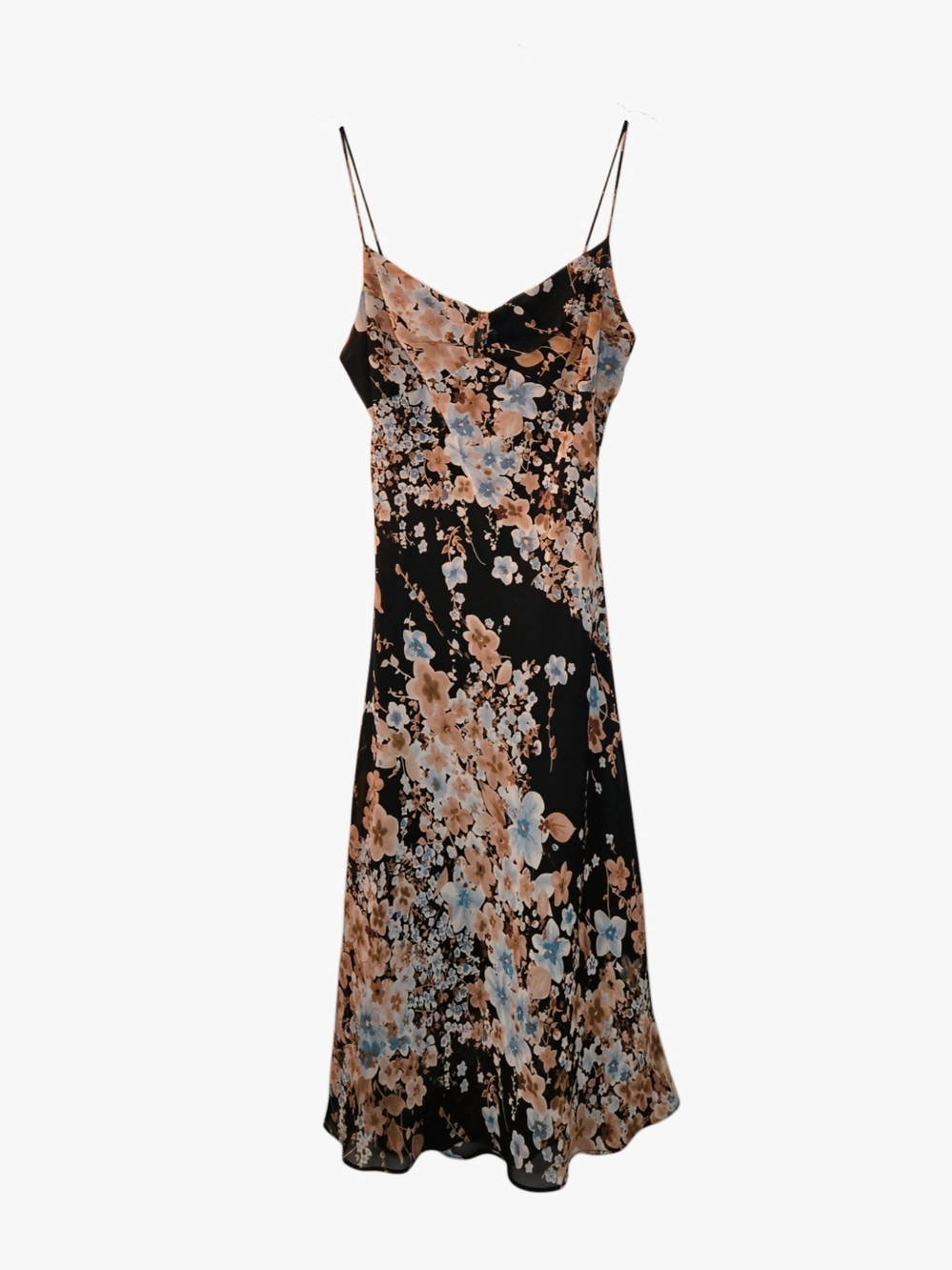 Vintage Dainty Floral Brown & Blue Slip Dress!